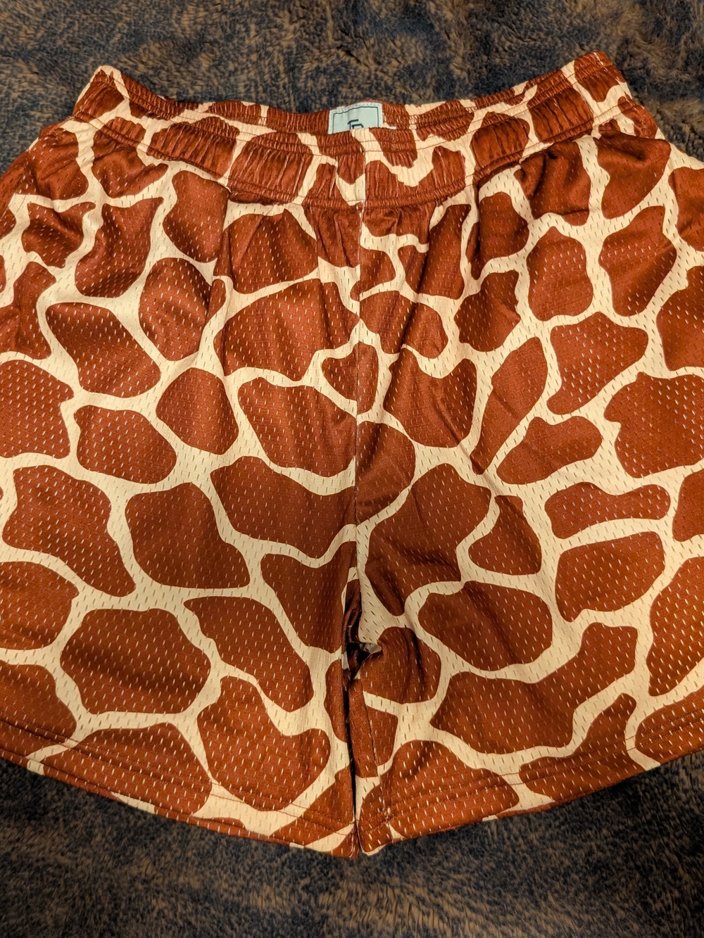 Inaka Power Men's Giraffe-Print Athletic Shorts - Brown/Cream
